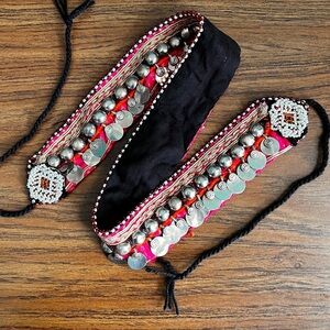 Artisan Beaded Belt with Pink and Silver Details
